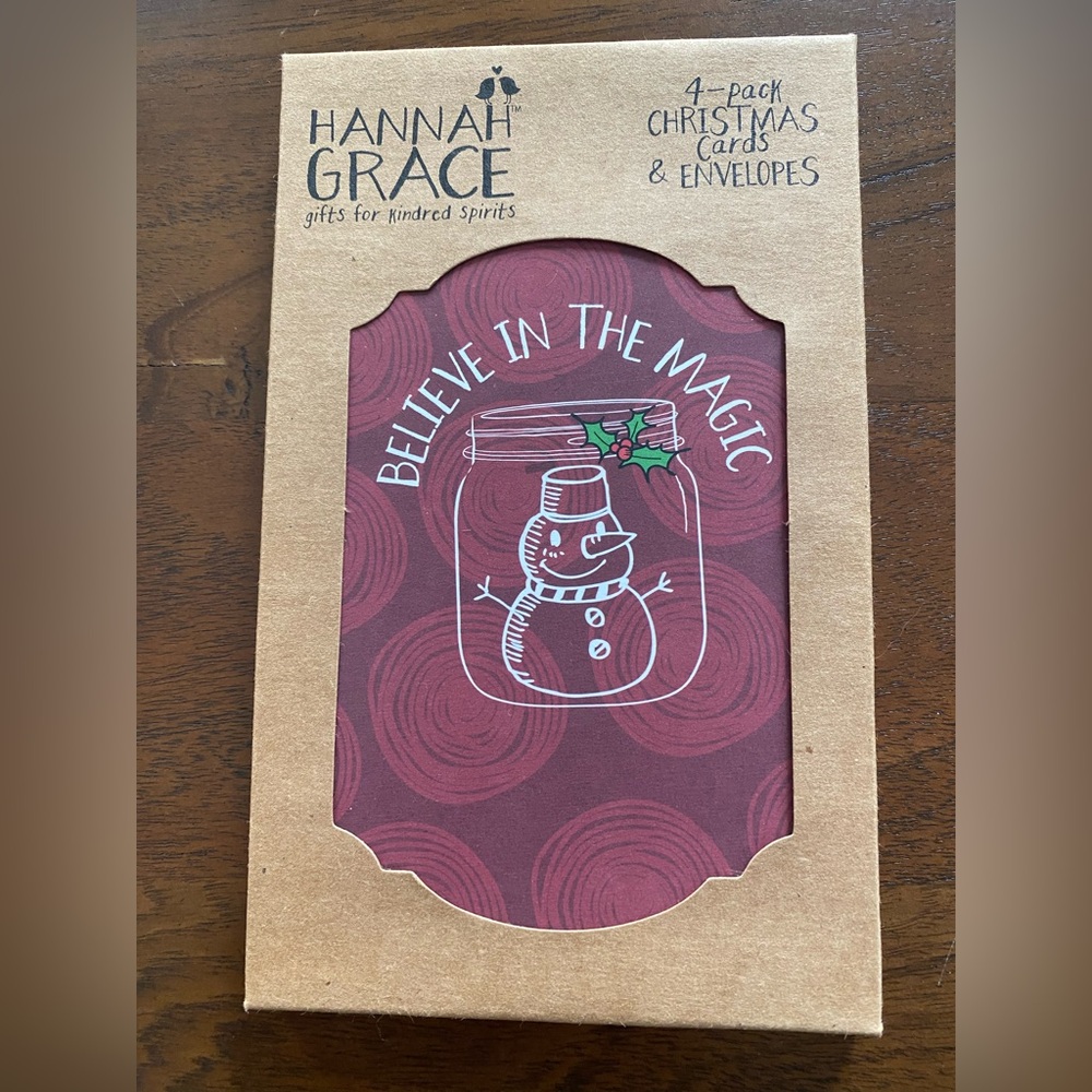 Hannah Grace 4 pack Christmas Cards and Envelopes New in box